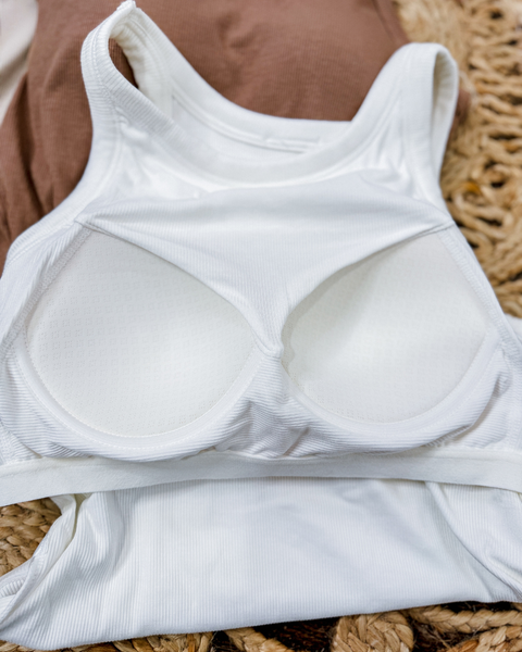 Padded Crop Tank (White)