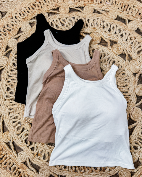 Padded Crop Tank (White)