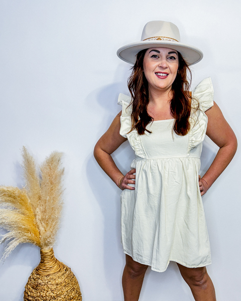 Meadow Muse Ruffle Sleeve Denim Dress