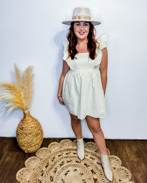 Meadow Muse Ruffle Sleeve Denim Dress