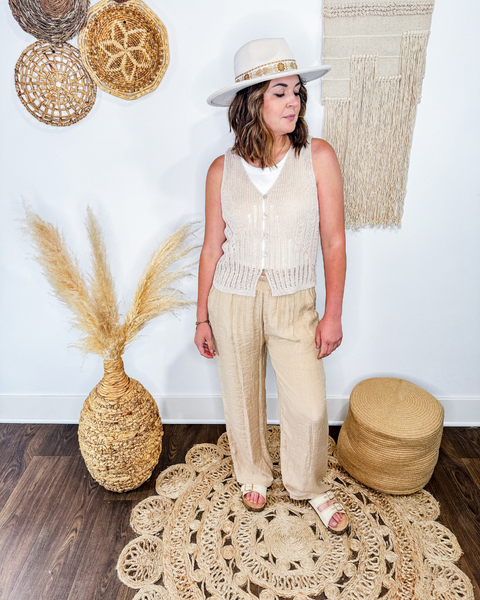 Lightweight High Rise Pants (Khaki)