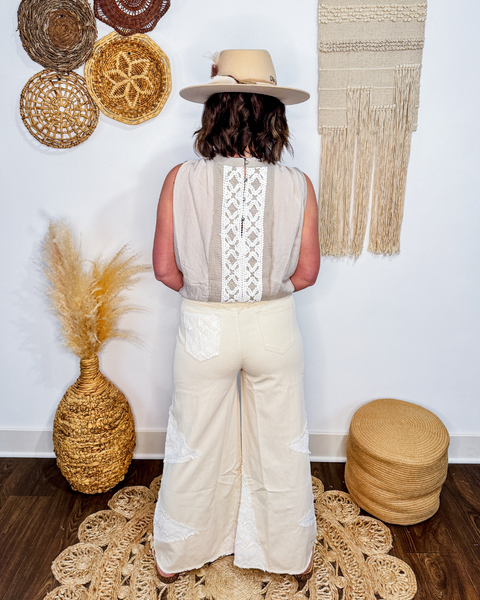Crochet Patchwork Pants (Egg Shell)