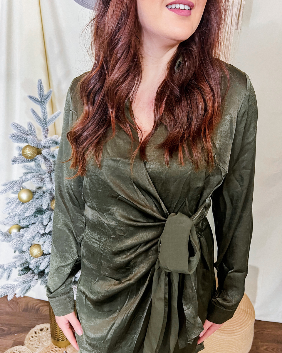 Evergreen Elegance Tie Dress 3XL
