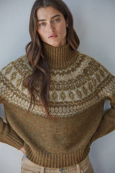 Fair Isle Mock Neck Pullover