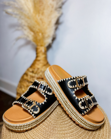 Platform Sandal with Contrast Strap Stitching