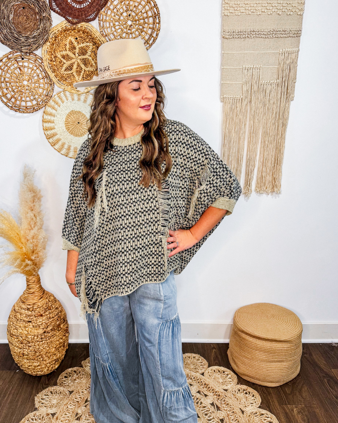 Woven Meadow Distressed Sweater