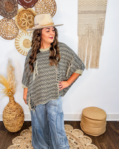 Woven Meadow Distressed Sweater