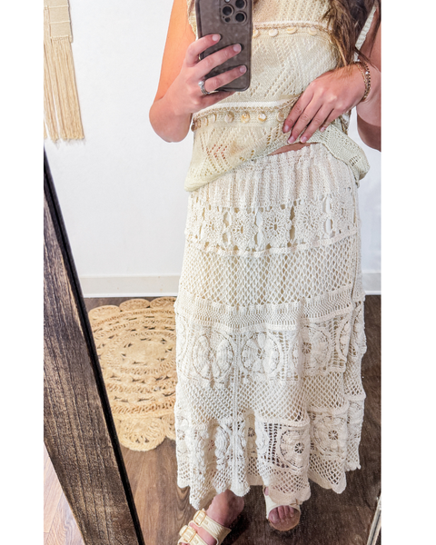 Scalla Crochet Midi Skirt