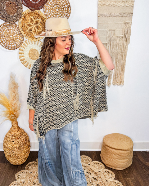 Woven Meadow Distressed Sweater