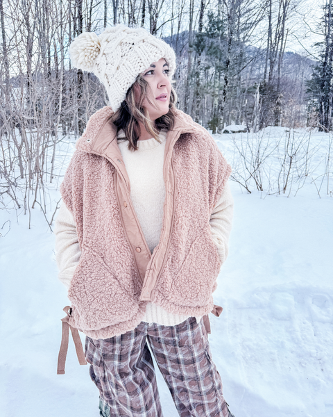 Wintery Bliss Teddy Vest (Taupe)