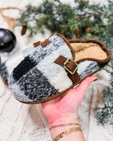 Fuzzy Plaid Multicolor Mules