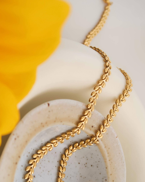 Vern 18K Gold Non-Tarnish Classic Wheat Chain: Yellow Gold