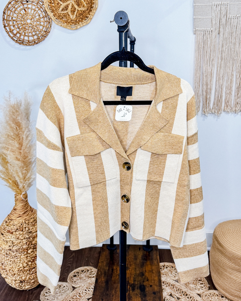 Sandstripe Cropped Cardigan