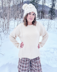 Fuzzy Feeling Oversized Knit Pullover (Cream)