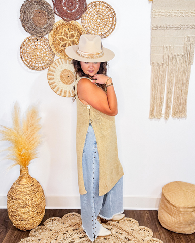 Side Slit Longline Sweater Vest