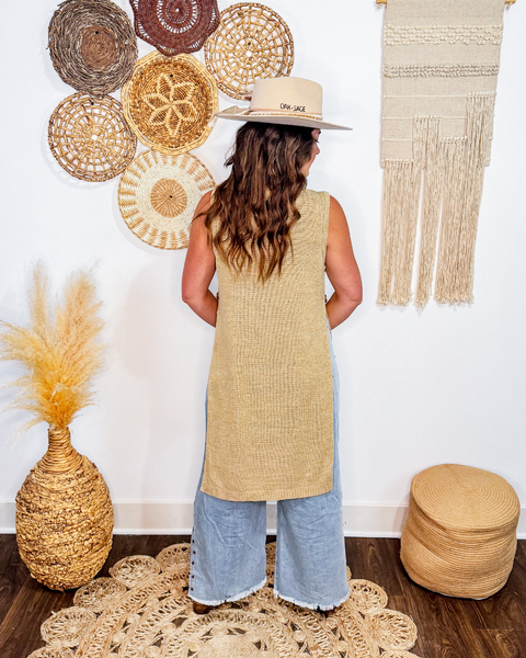 Side Slit Longline Sweater Vest