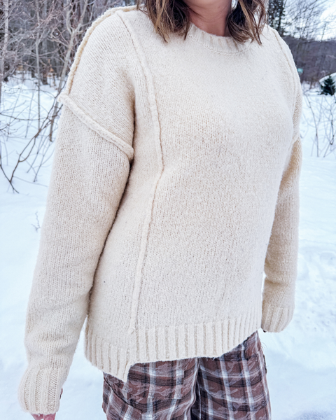 Fuzzy Feeling Oversized Knit Pullover (Cream)