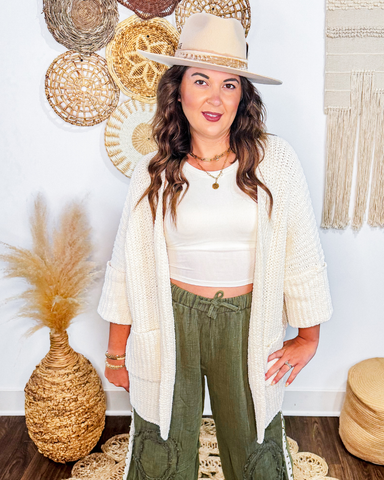 Oversized Slouchy Cardigan (Cream)