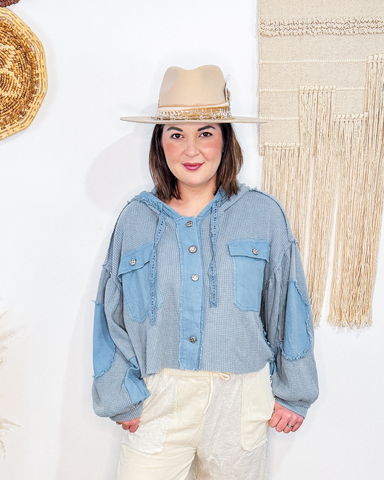Tatum Thermal Waffle Jacket (Cornflower Blue)
