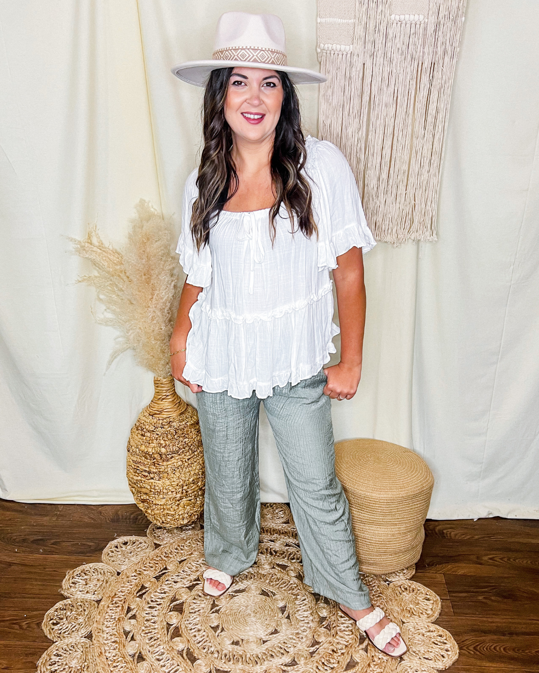 Beachy Vibes Tiered Peasant Top
