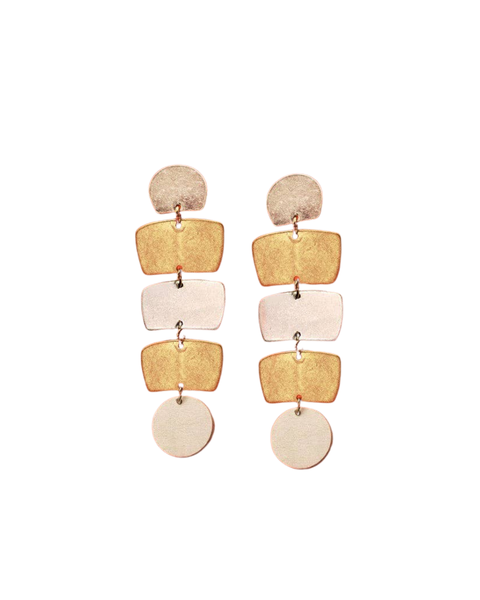 Gold/Silver White Wood Earrings