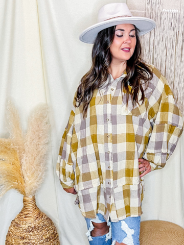 Plaid Your Own Way Oversized Plaid Top