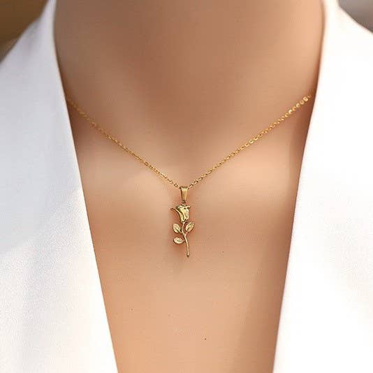 18K Stainless Steel Rose Necklace