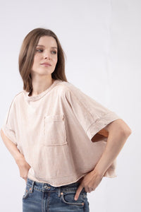 Oversized Cropped Basic Top (Taupe)