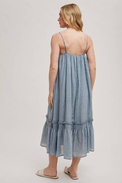 Midi Smocking Dress (Blue Grey)