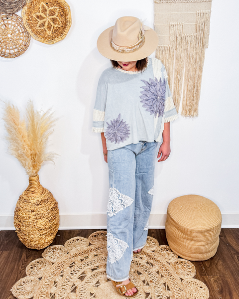 Crochet Patchwork Pants (Denim)