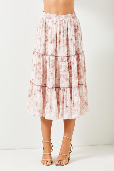 Flirty Foral Print Tiered Midi Skirt