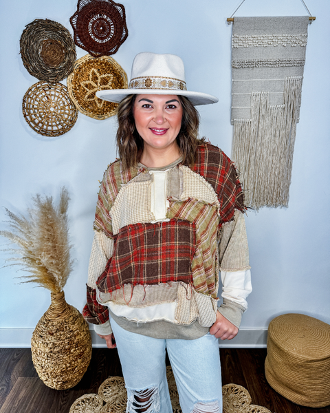 Rustic Plaid Patchwork Pullover