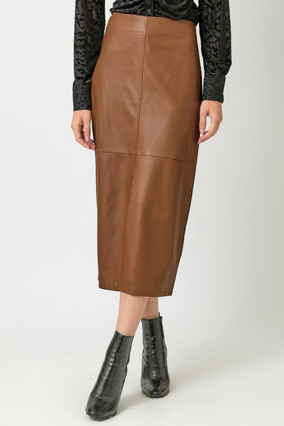 Toffee Dreams Leather Midi Skirt