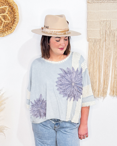 Wisteria Flower Boxy Knit Top