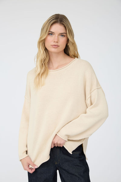 Raw Edge LS Sweater (Oatmeal)