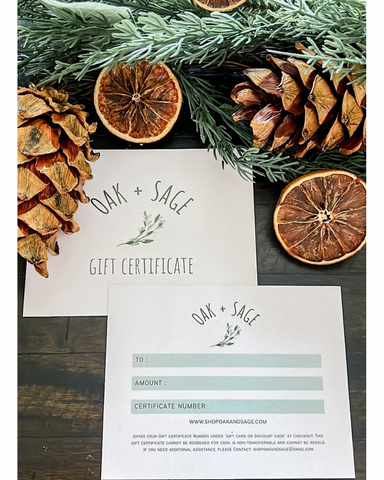 Oak + Sage Gift Card