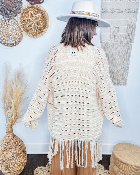 Boho Dreams Crochet Fringe Cardigan