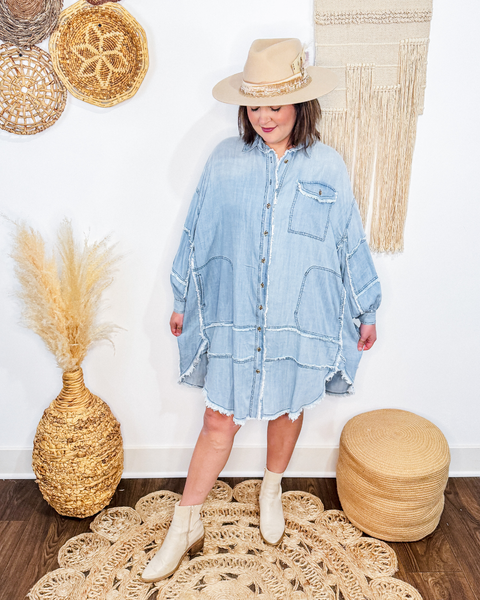 Frayed Edge Oversized Denim Dress