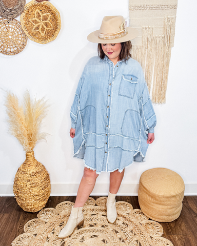 Frayed Edge Oversized Denim Dress