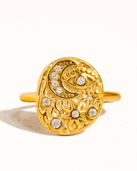 Slade 18K Gold Non-Tarnish Astral Ring: Yellow Gold