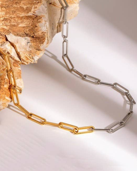 18K Stainless Steel Tarnish Free Mixed Metals Necklace | TWO TONE
