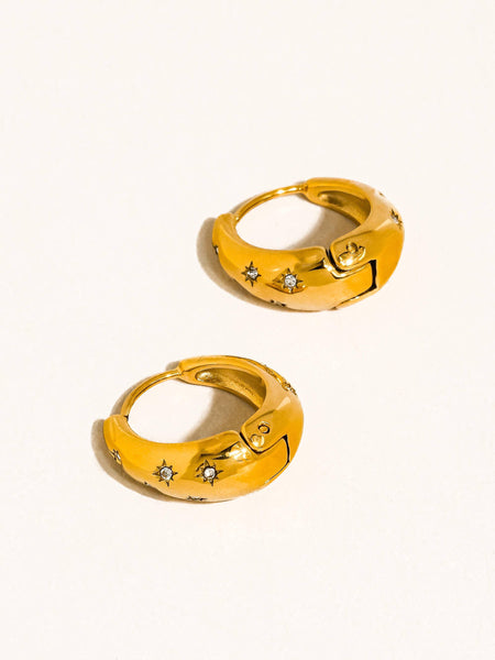 Solira 18K Gold Non-Tarnish Star Hoop Earring: Yellow Gold