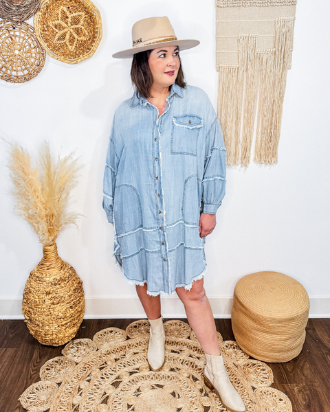 Frayed Edge Oversized Denim Dress
