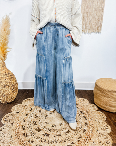 Rustic Ruffle Denim Pants