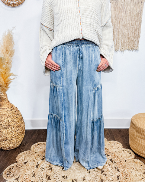 Rustic Ruffle Denim Pants