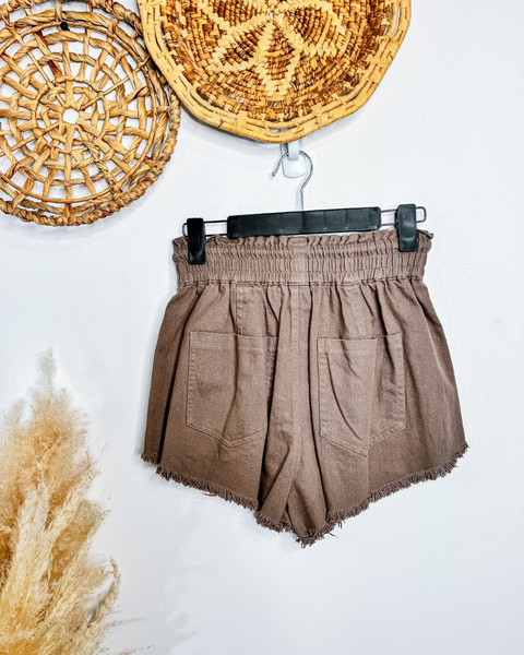 Frayed Hem Shorts (Warm Grey)