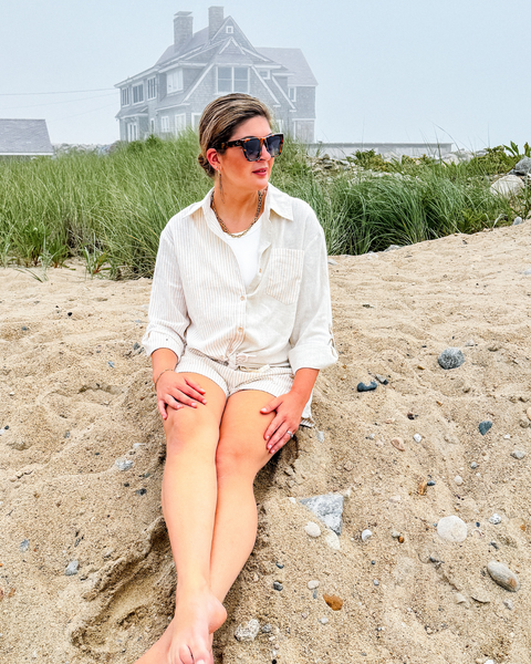 East Beach Color Block Linen Shirt