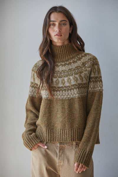 Fair Isle Mock Neck Pullover