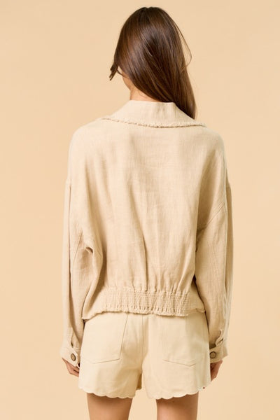 Light & Linen Raw Hem Linen Jacket