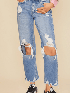 High Rise Distressed Crop Jeans